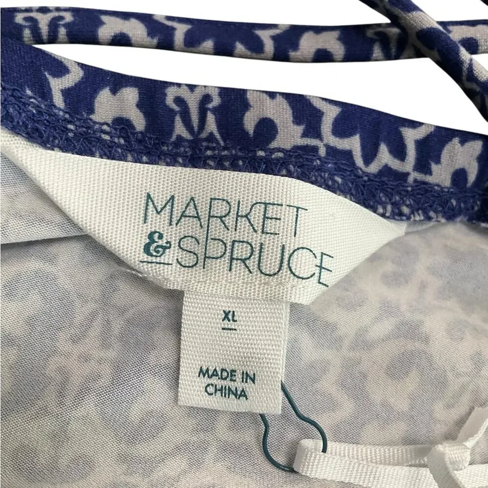 Market & Spruce Women’s Maxi Dress Geometric Blue White Size XL NWT - Picture 9 of 12